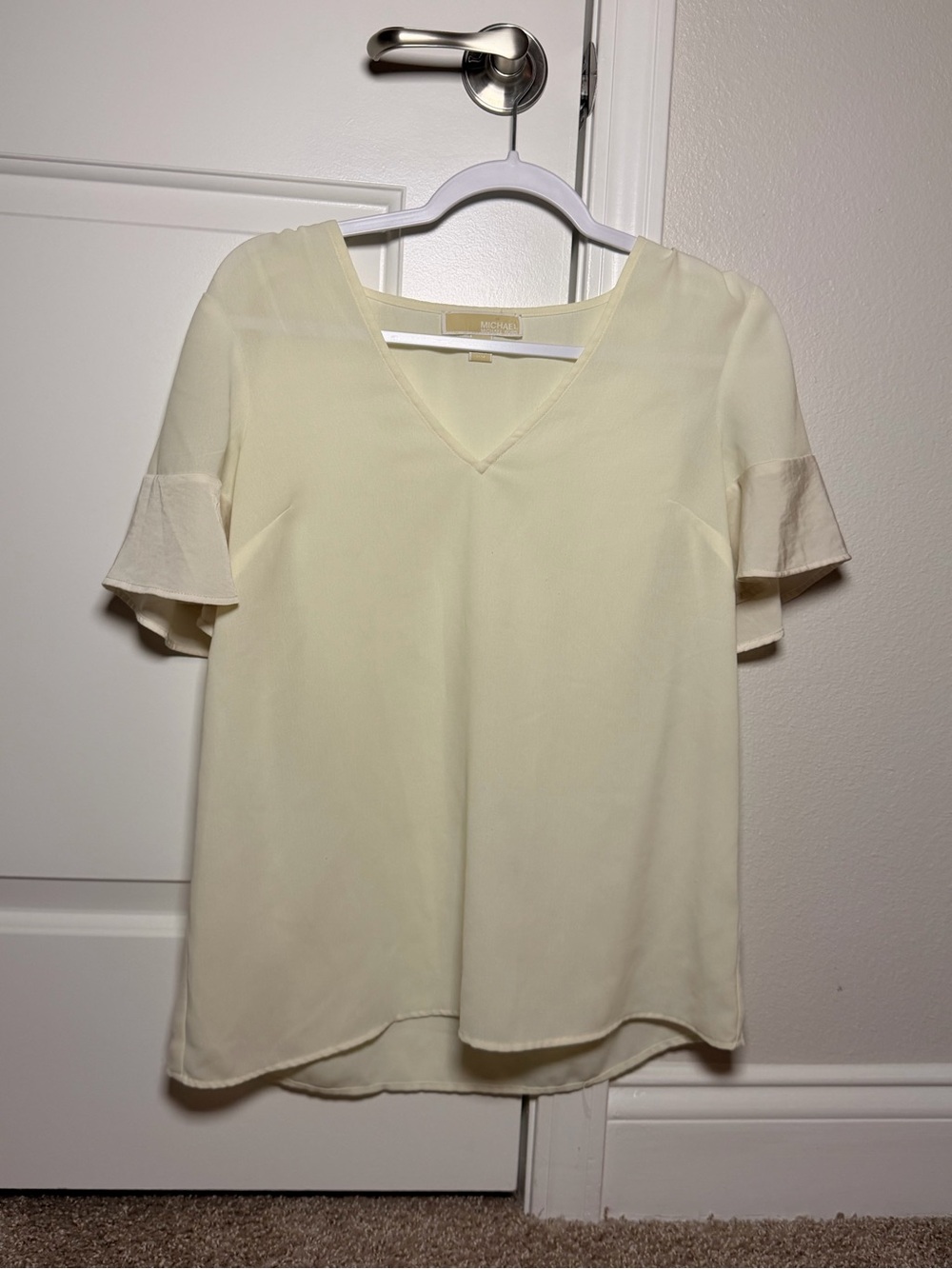 Michael Kors Cream V-Neck Flutter Sleeve Blouse